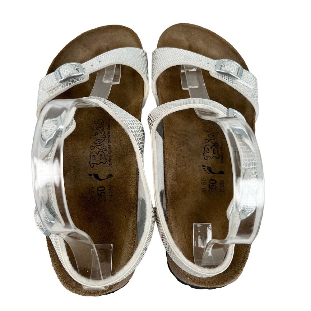 Birki's Sandals Silver White Adjustable Buckles L8M6 - Picture 6 of 9